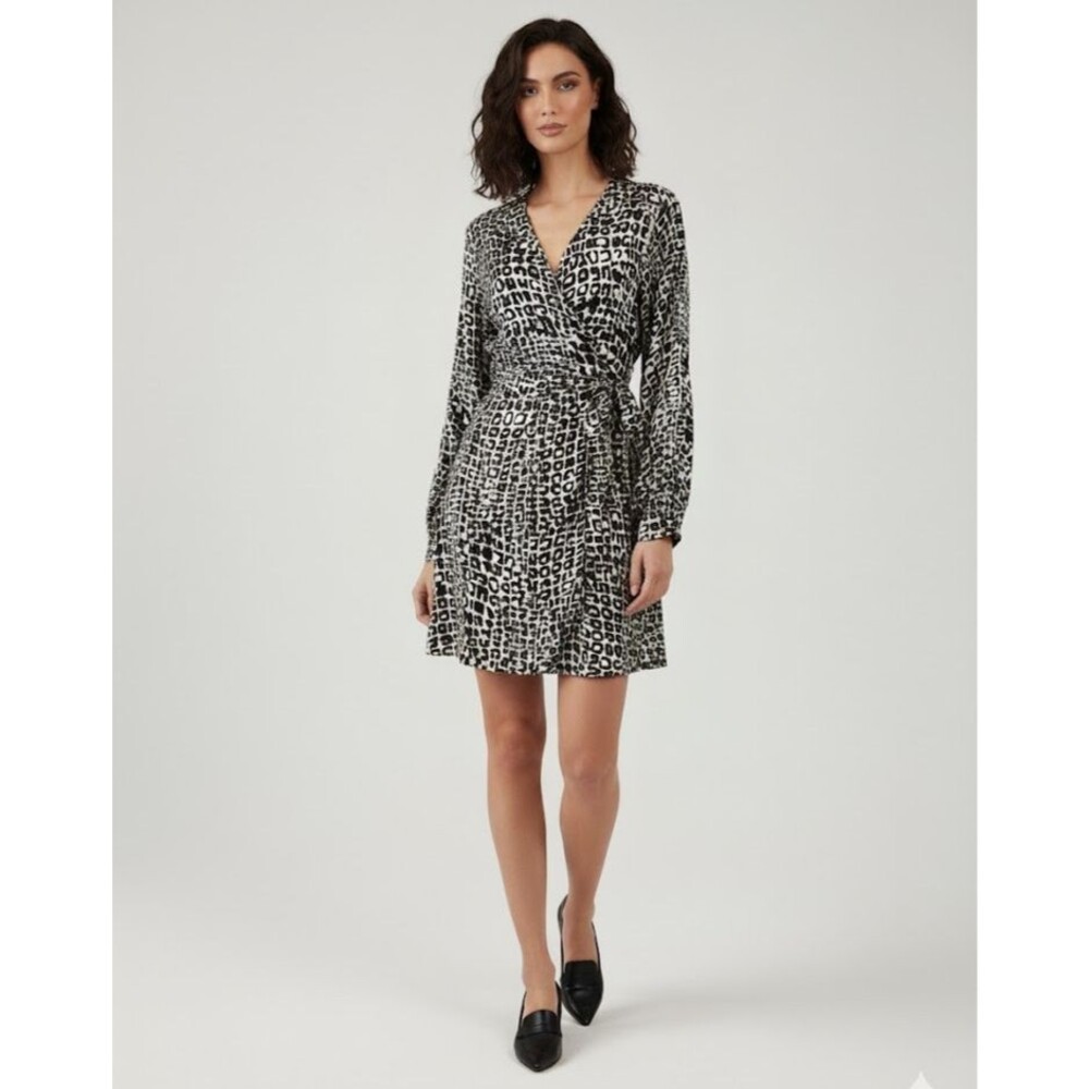 Rachel Zoe - Animal Print Dress - 100% Silk - Black and White - Sz Medium